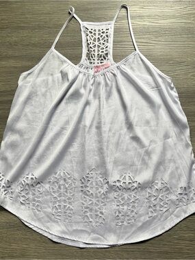 White Indie Sleaze Cutout Trim Racerback Flowy Tank Top